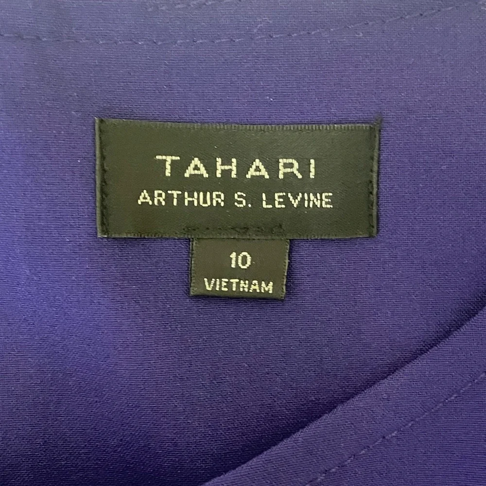Tahari Seamed A Line half sleeve blue violet dress M 10 EUC - Picture 8 of 15